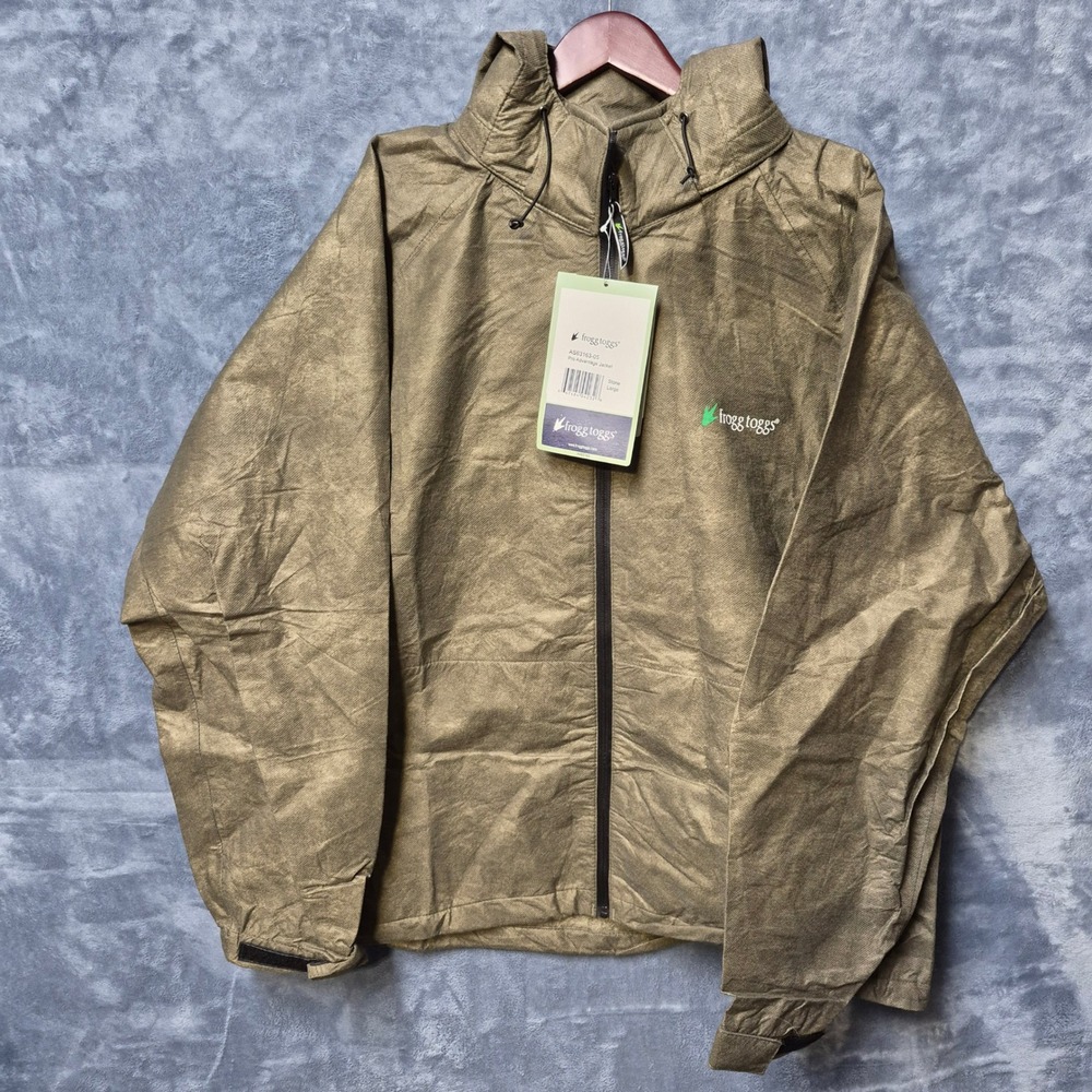 Frogg Toggs Pro Advantage Jacket Stone Men Large AS63163-05 Full Zip Rain Hoodie